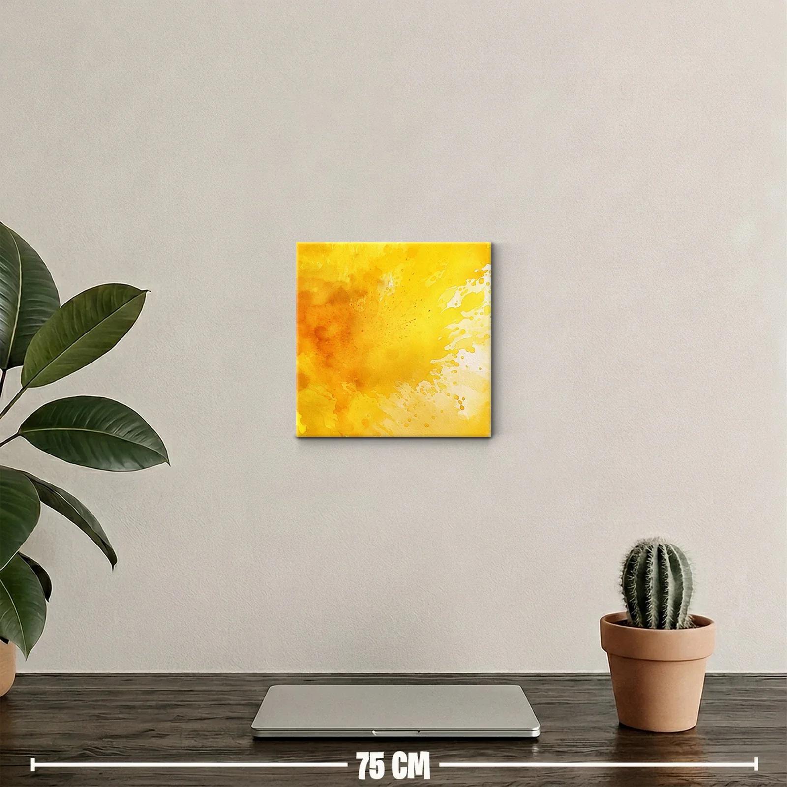 Cuadro abstracto en tonos cálidos amarillos y naranjas — miniatura 2