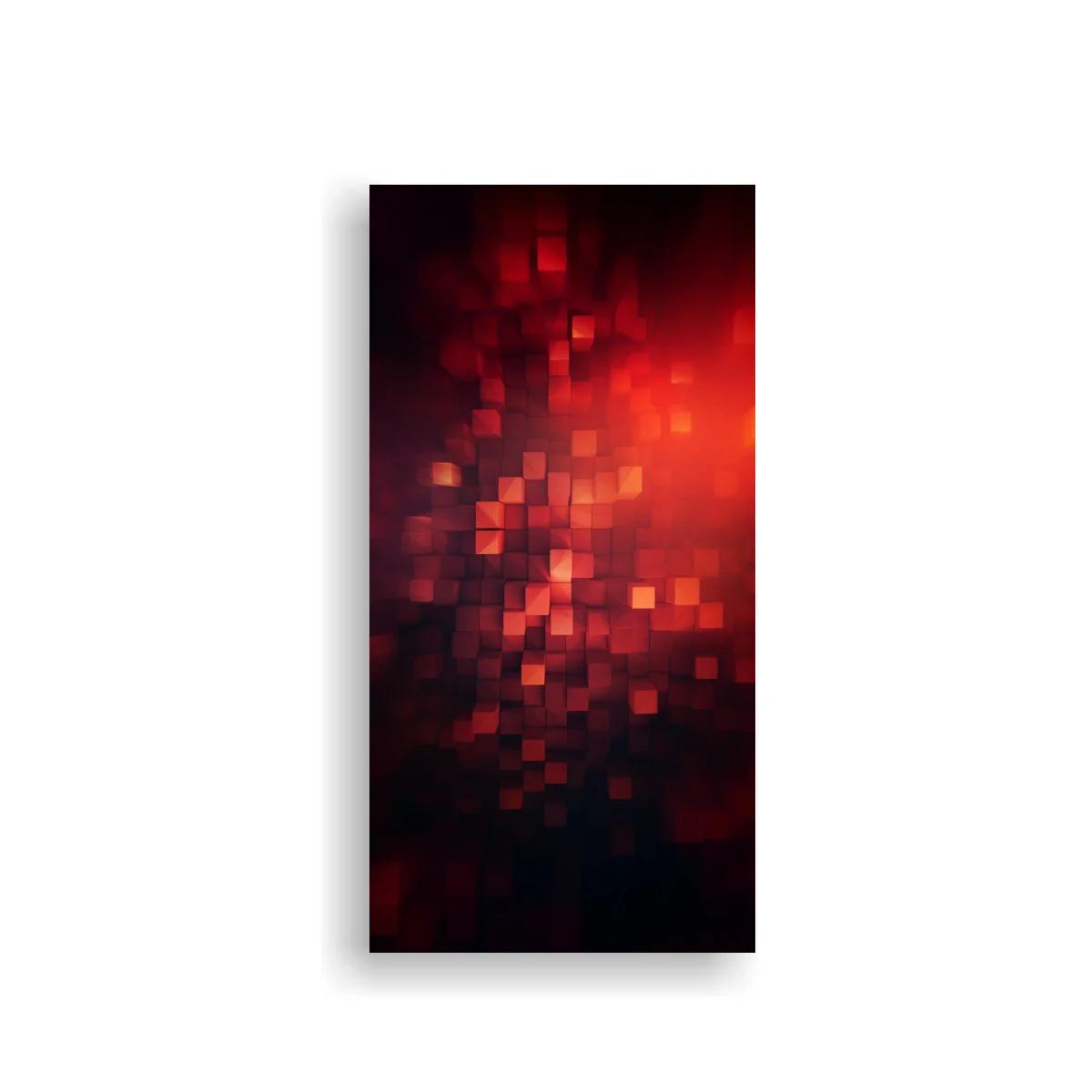 Cuadro mosaico abstracto rojo con brillo entre sombras