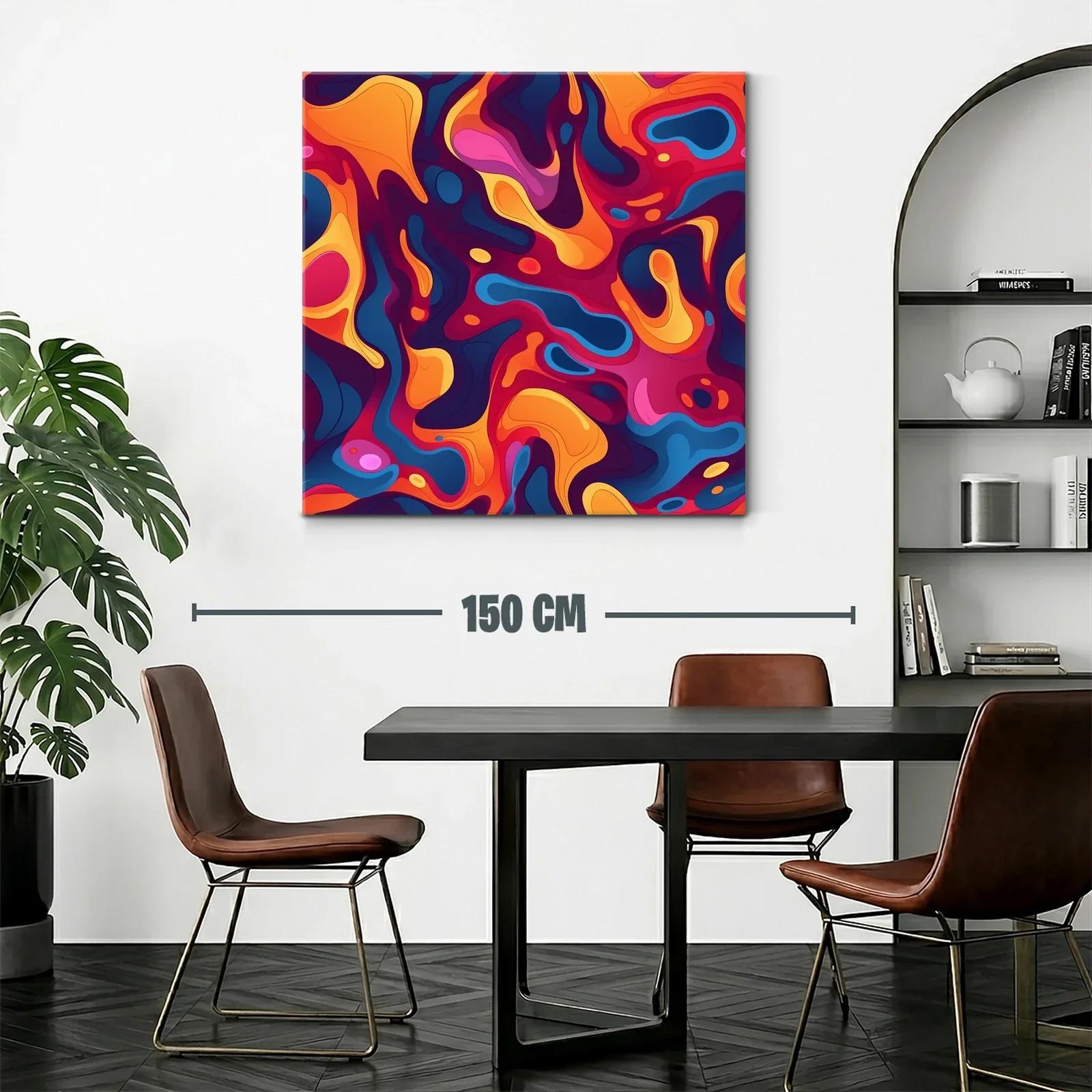 Cuadro abstracto con formas fluidas en tonos cálidos y fríos — miniatura 2