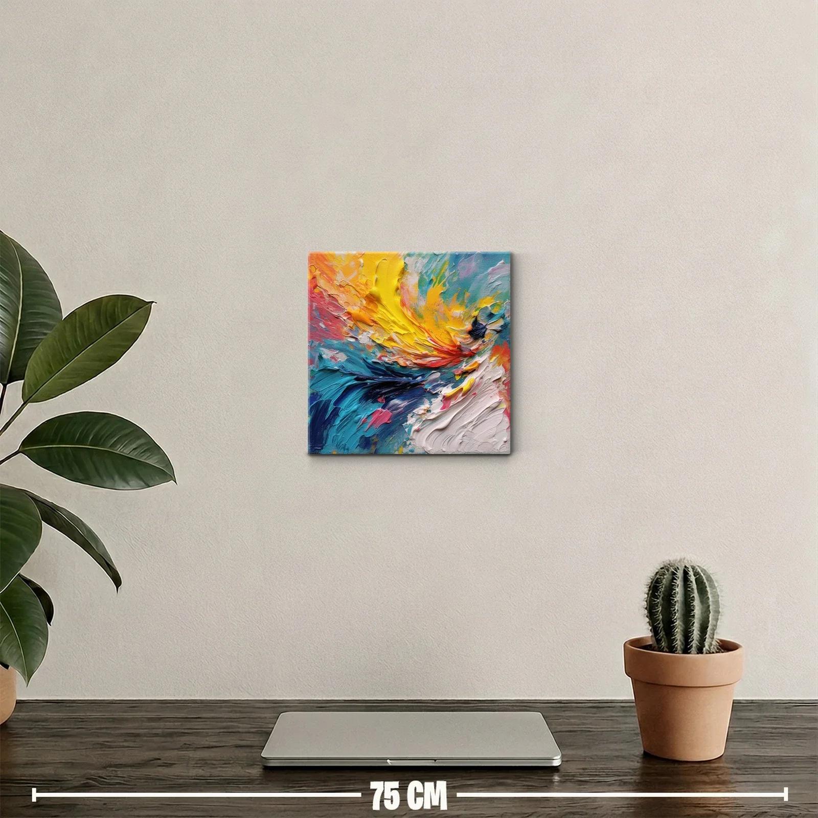 Cuadro abstracto en vibrantes tonos amarillo y azul — miniatura 2