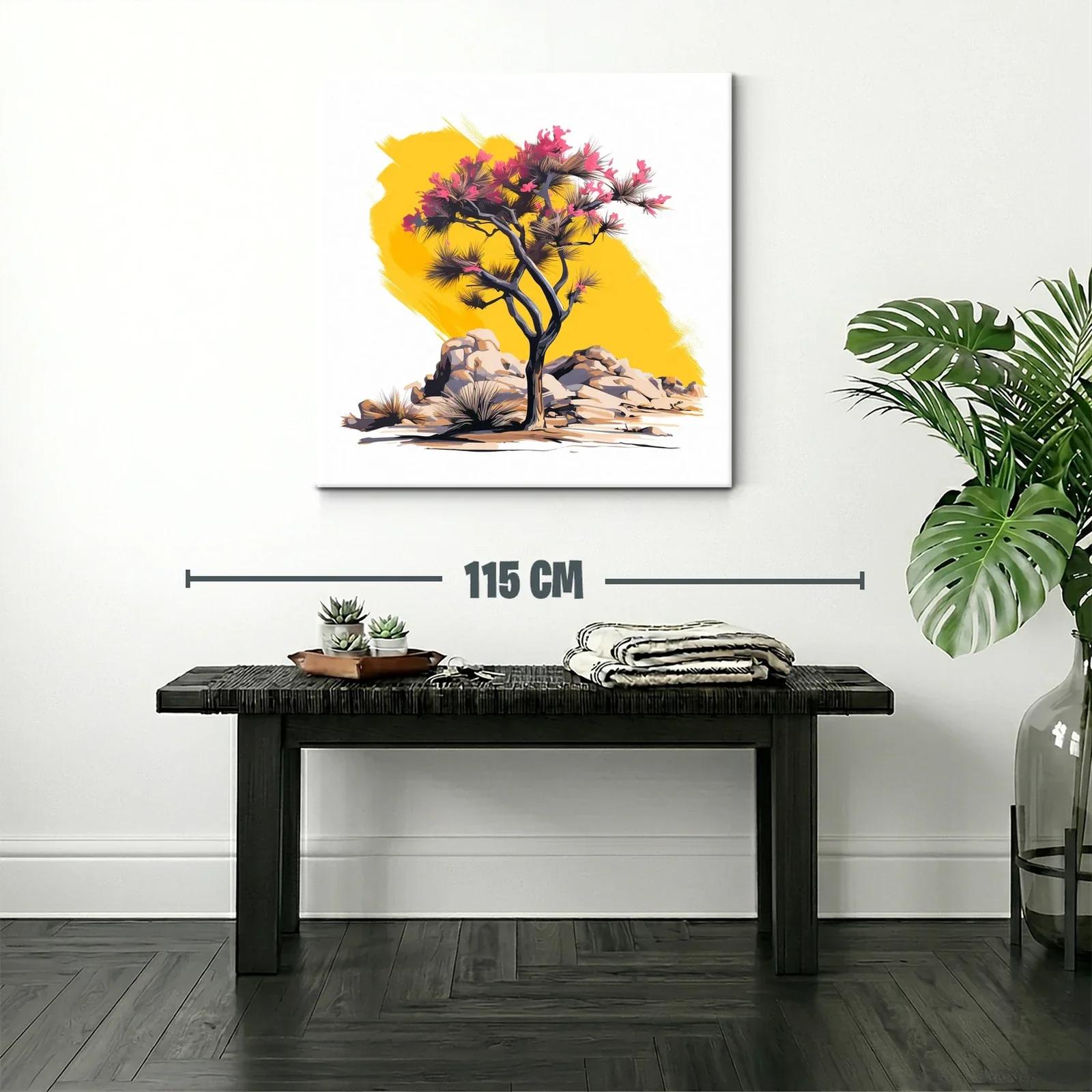 Árbol floreciente con fondo amarillo vibrante — miniatura 2
