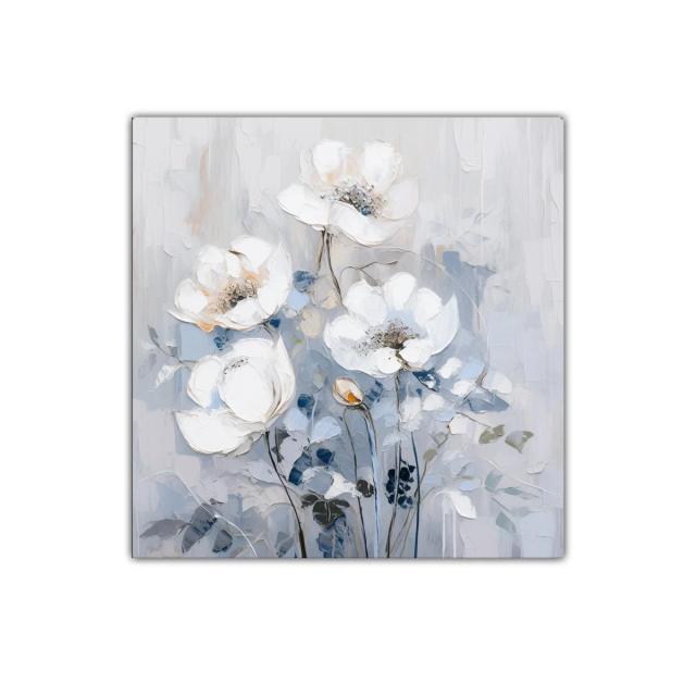 Cuadro decorativo con flores blancas y tonos pastel