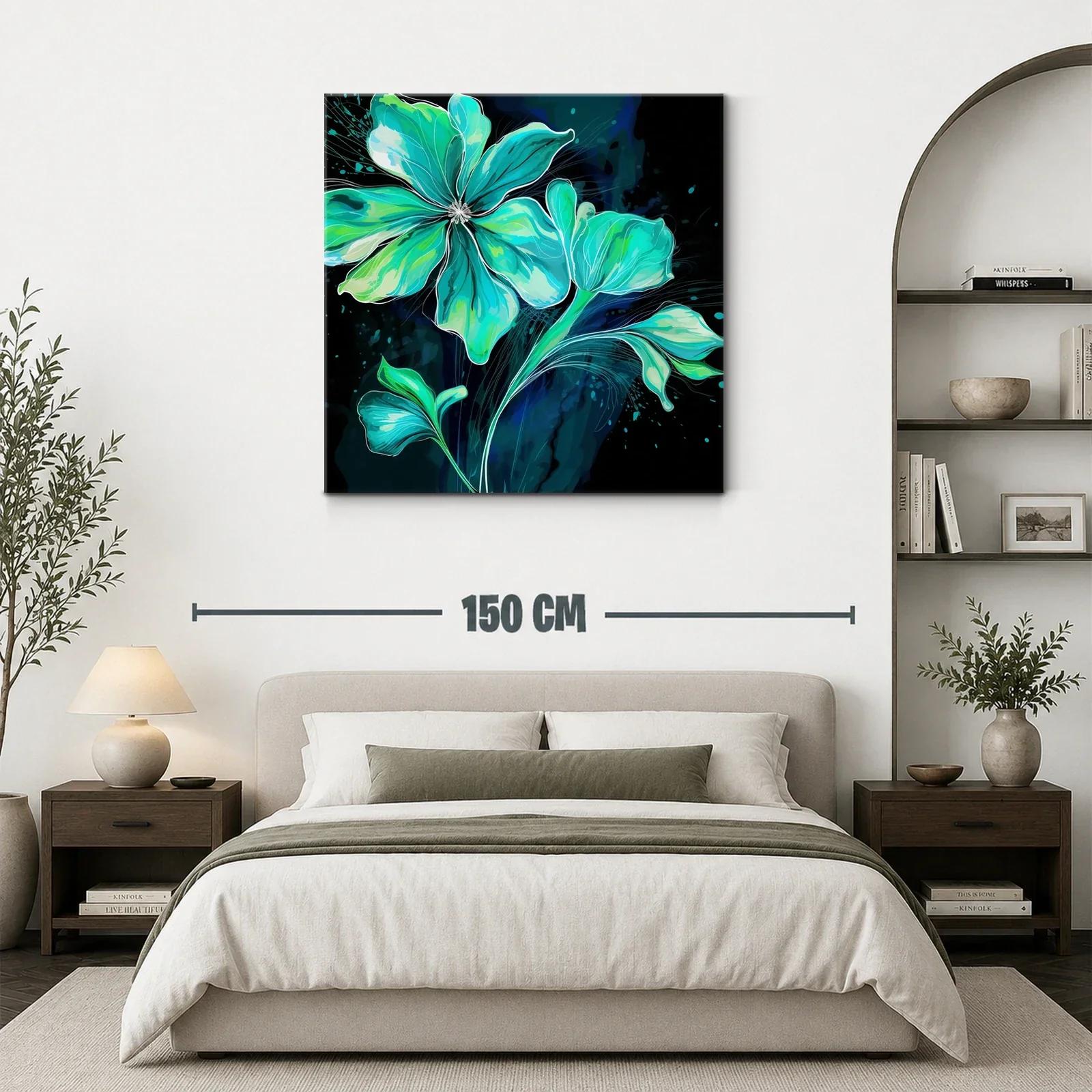 Flor azul vibrante con detalles en verdes y negros — miniatura 3