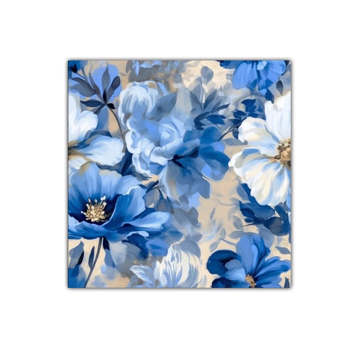 Inspirador cuadro floral en tonos azules y beige para decoración — imagen principal