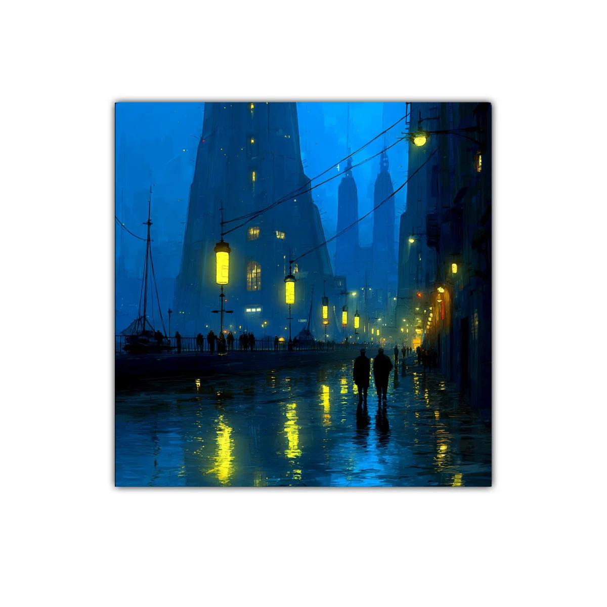 Atardecer urbano con luces reflejadas en la lluvia — imagen principal