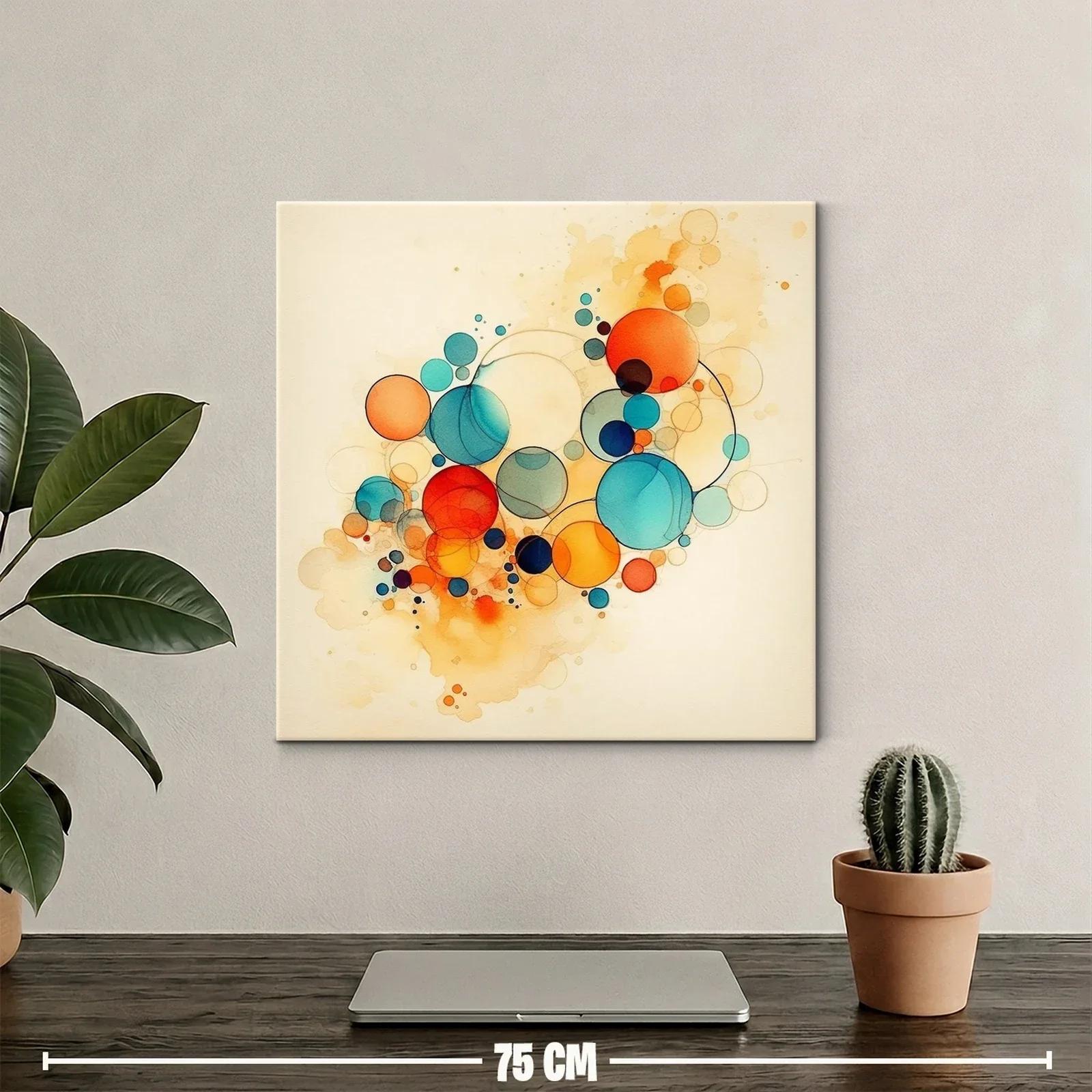 Composición abstracta con círculos en tonos cálidos y fríos — miniatura 2