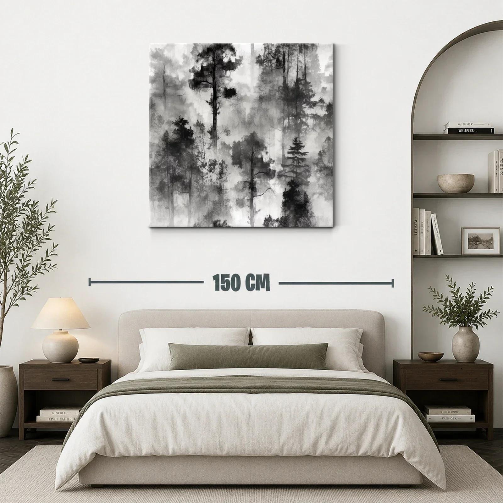 Bosque nebuloso en escala de grises elegante y sereno — miniatura 3