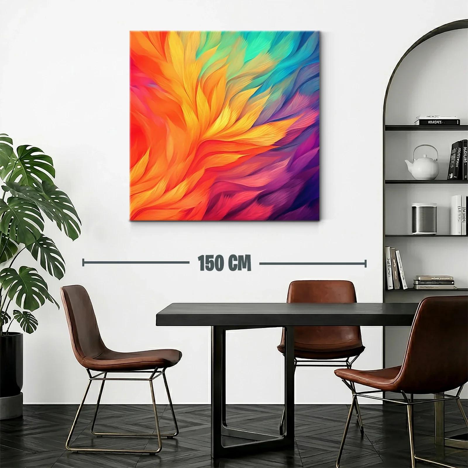 Cuadro abstracto en vibrantes tonos cálidos y fríos — miniatura 2