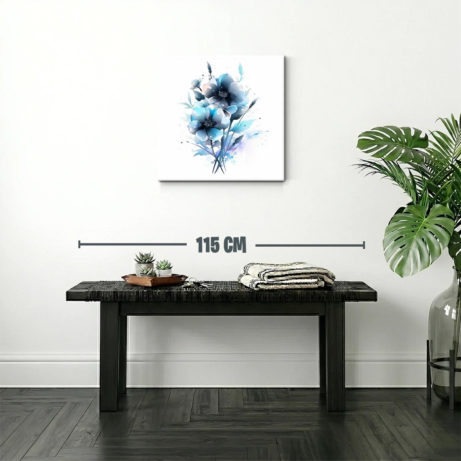 Flores en tonos azules y grises con estilo delicado y suave — miniatura 2