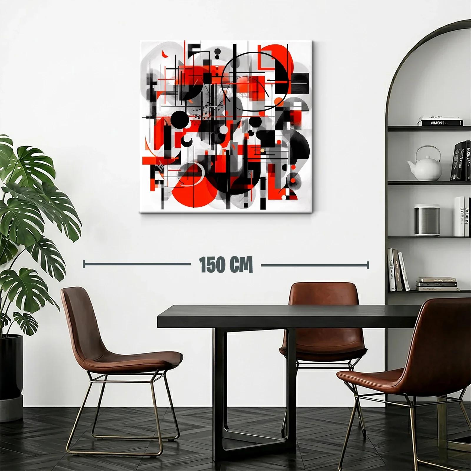 Composición geométrica en rojo negro y gris para espacios modernos — miniatura 2