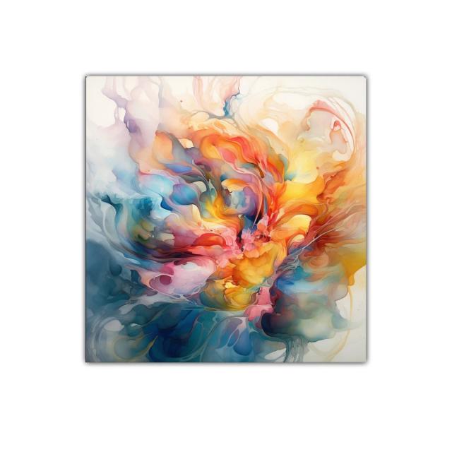 Cuadro abstracto floral en tonos vibrantes y suaves