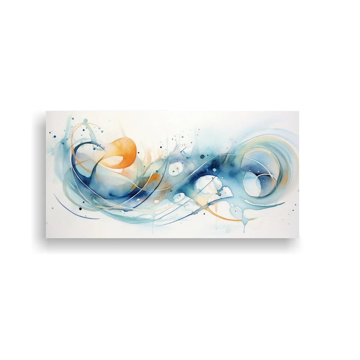 Cuadro espiral abstracta azul y dorada con curvas enlazadas — imagen principal