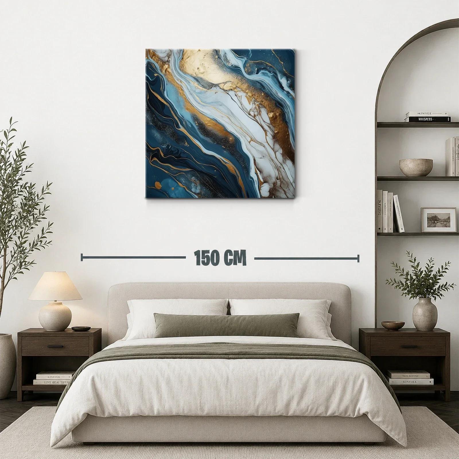 Abstracto moderno con vetas doradas y tonos azul profundo — miniatura 3