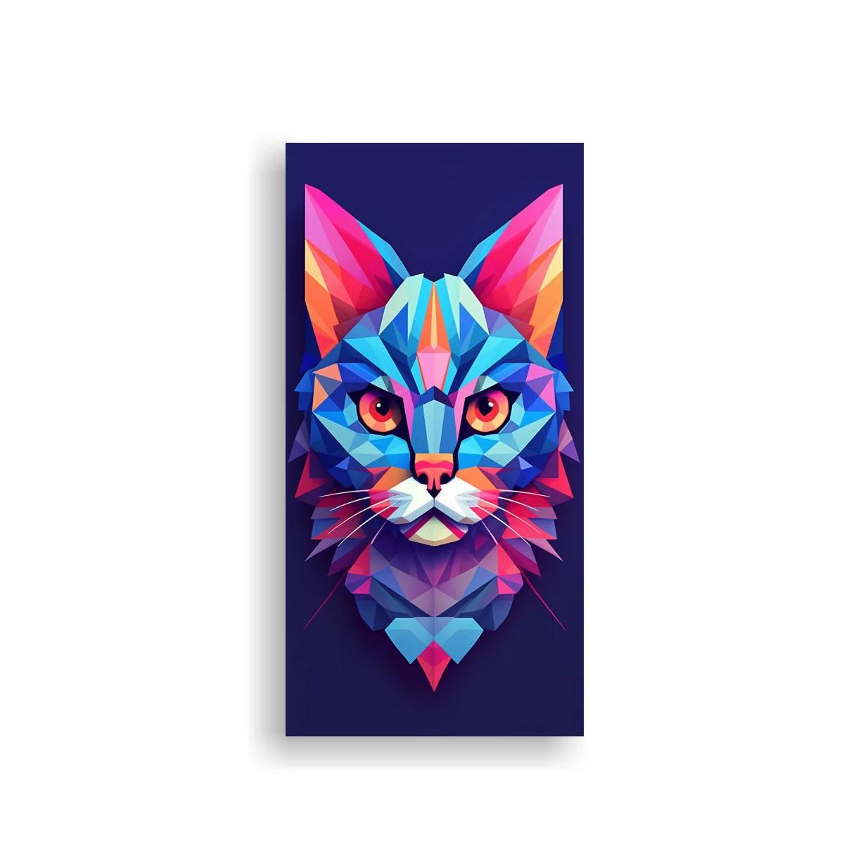 Cuadro gato de colores geométrico