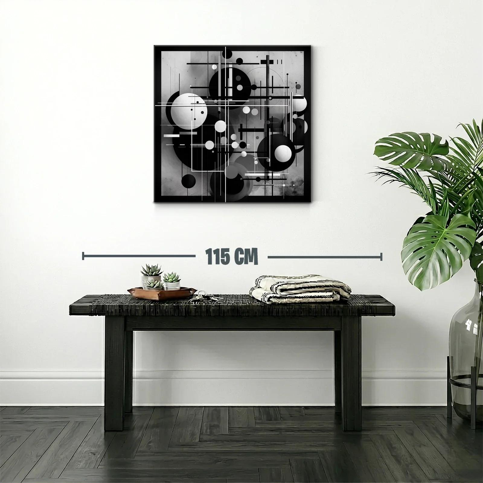 Arte abstracto geométrico en blanco y negro elegante — miniatura 2
