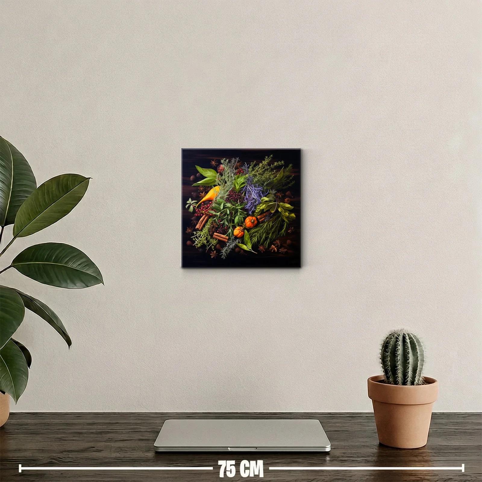 Cuadro decorativo con composición de hierbas y especias frescas — miniatura 2