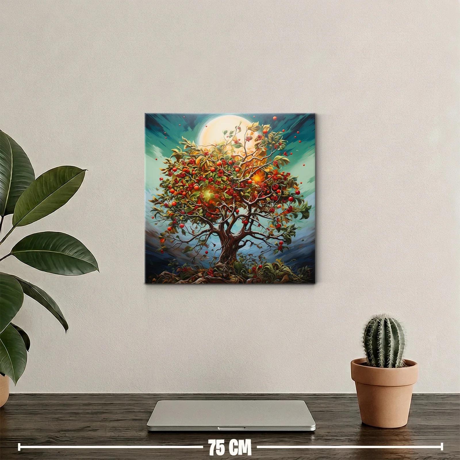 Árbol exuberante con frutos rojos y luz radiante — miniatura 2