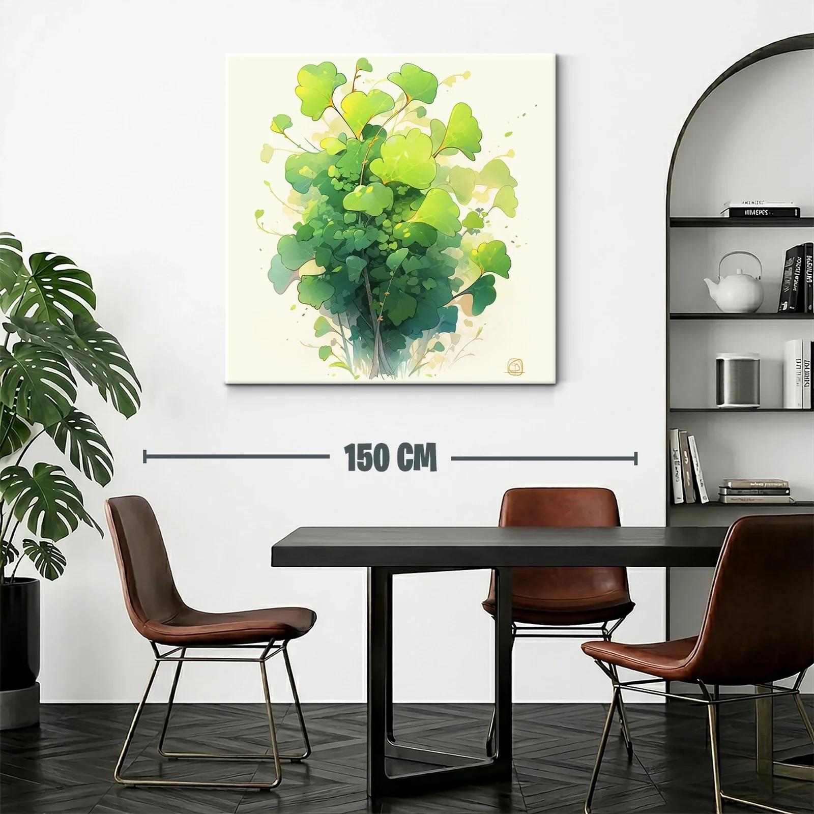 Cuadro con diseño de hojas verdes en tonos vibrantes — miniatura 2