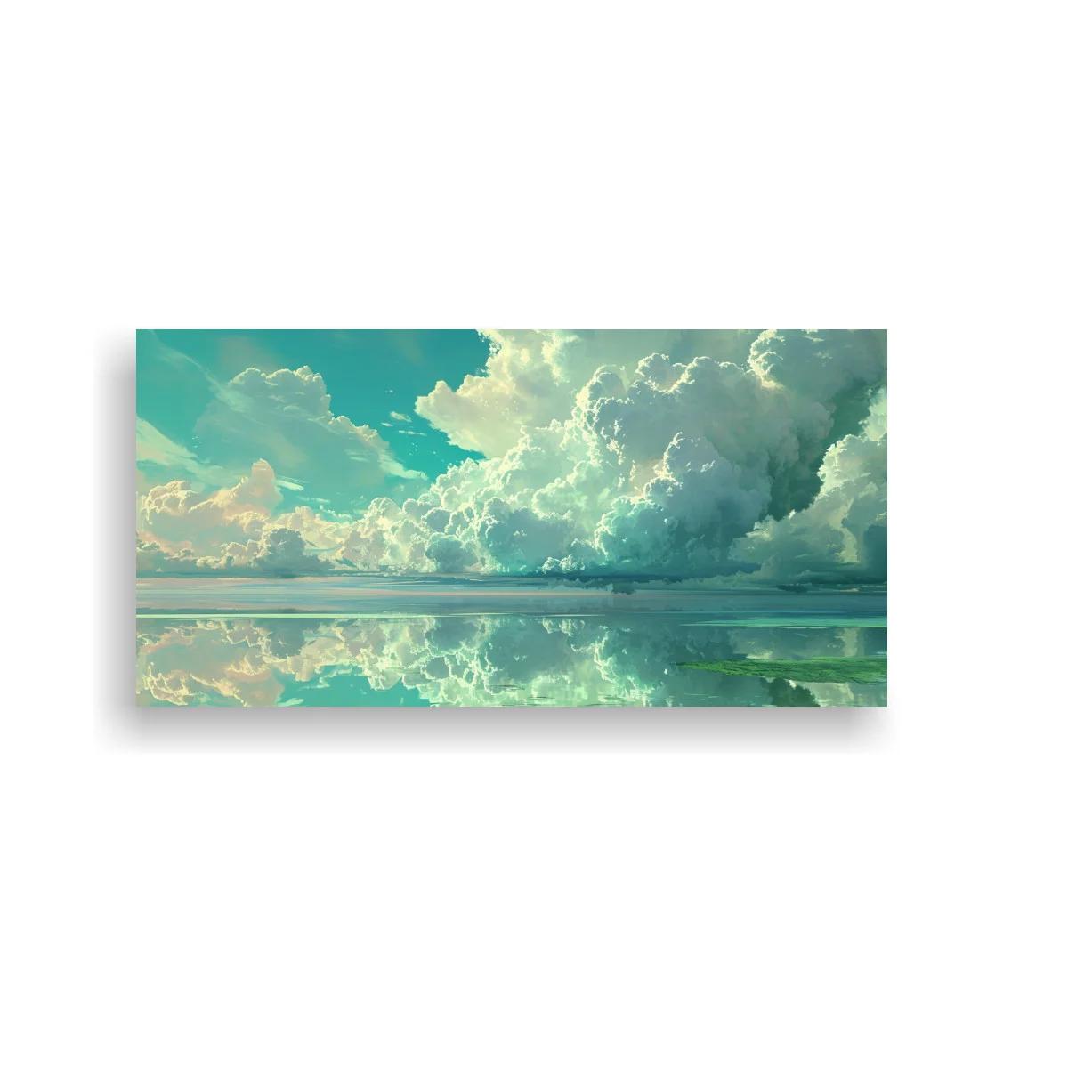 Cuadro nubes sobre el mar con horizonte bajo
