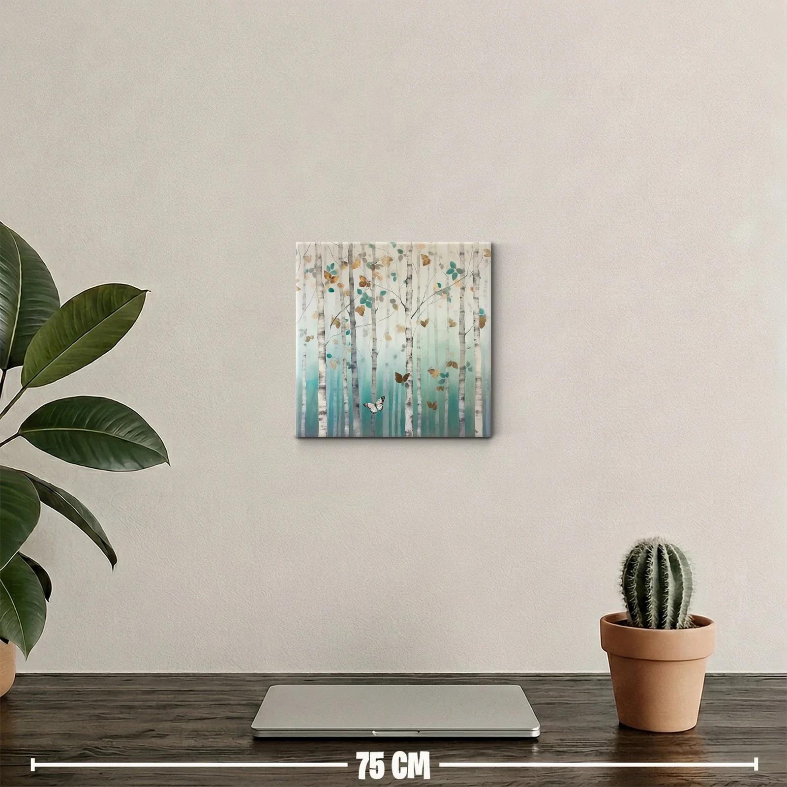 Bosque encantado con mariposas en tonos suaves y dorados — miniatura 2