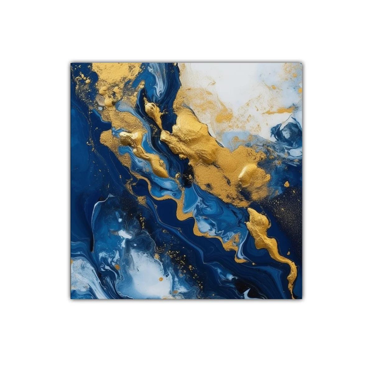 Arte abstracto en azul y dorado para ambientes elegantes — imagen principal