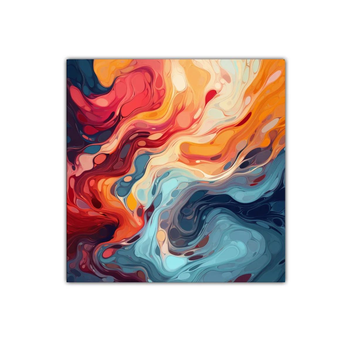 Cuadro abstracto en colores cálidos y fríos vibrantes — imagen principal