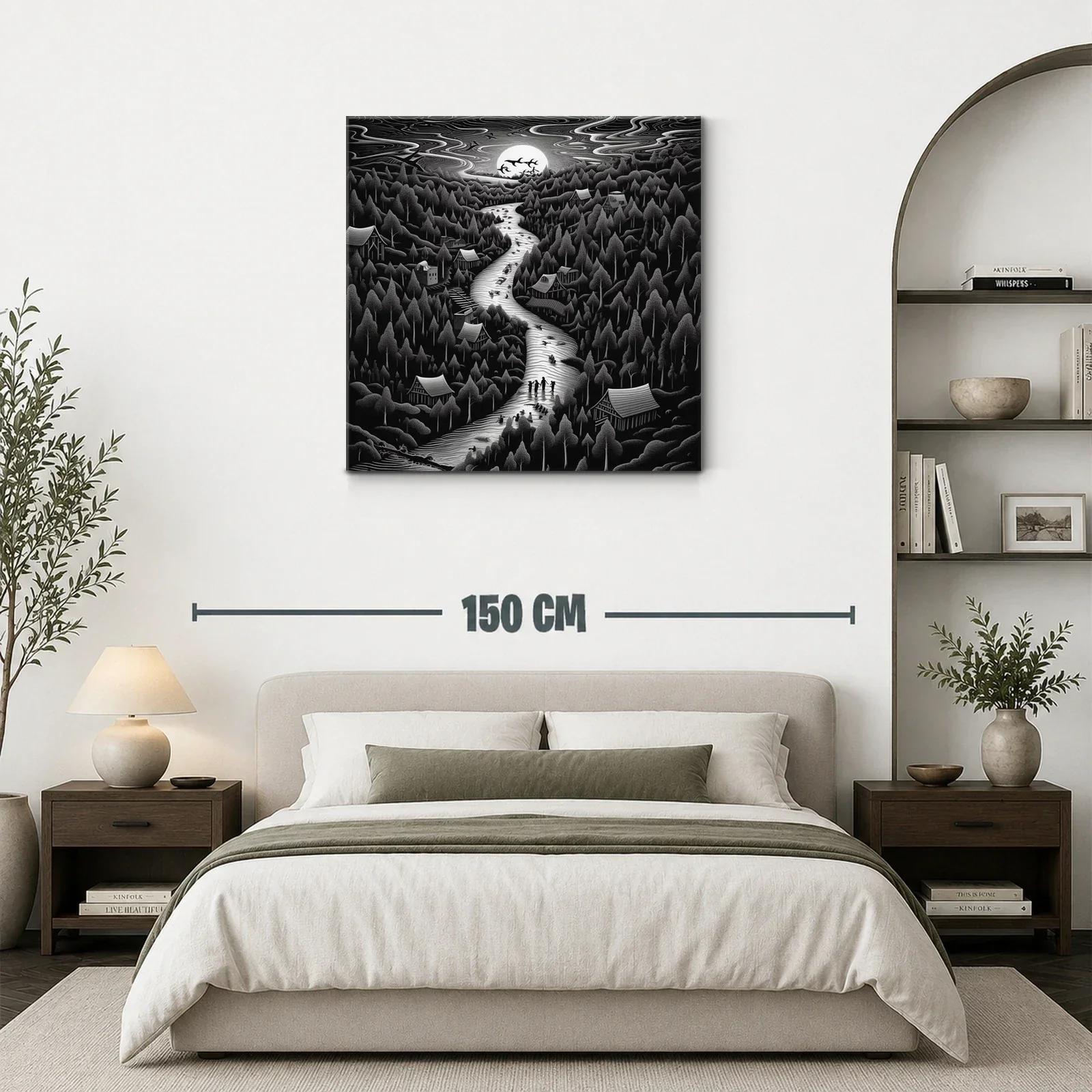 Paisaje nocturno con río y árboles bajo la luna llena — miniatura 3