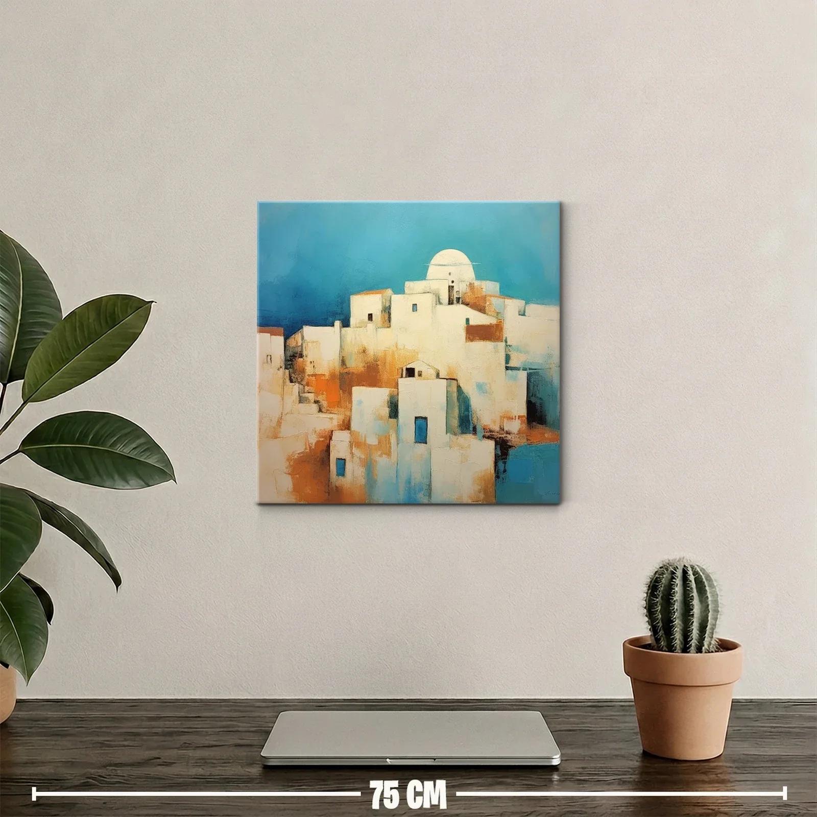 Pueblo Mediterráneo con Dominio del Azul y Tonos Cálidos — miniatura 2