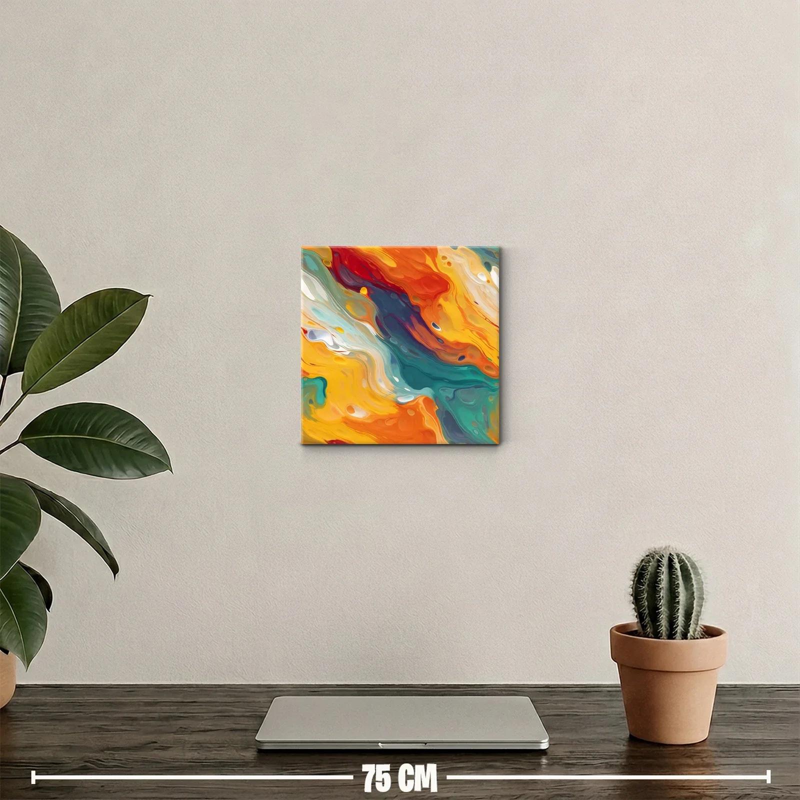 Cuadro decorativo con vibrantes formas líquidas en tonos cálidos — miniatura 2