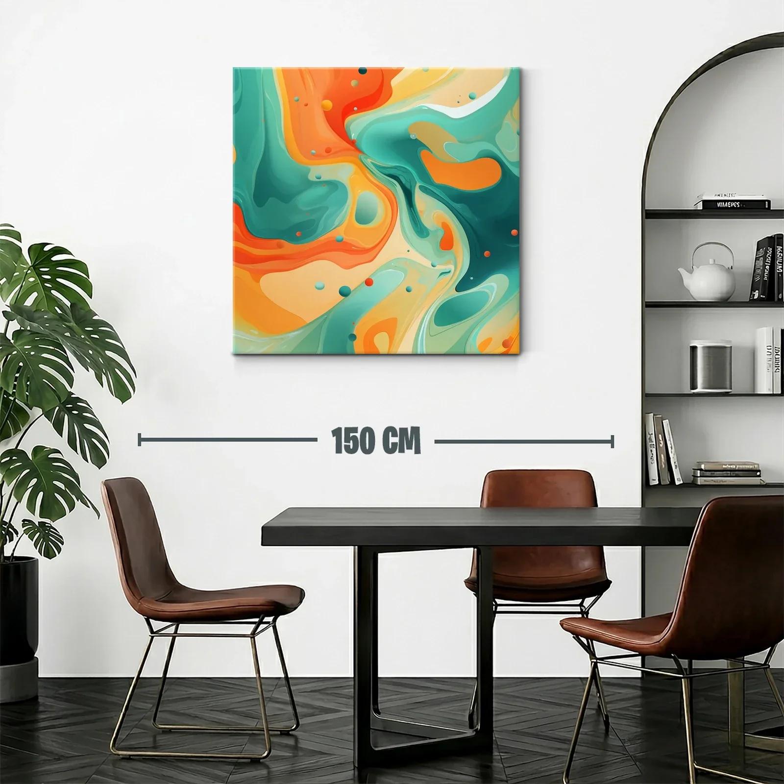 Arte abstracto con vibrantes tonos naranja y verde aqua — miniatura 2