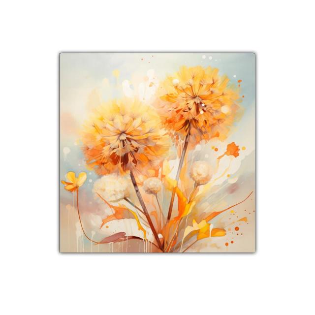 Cuadro decorativo con diente de león en tonos cálidos