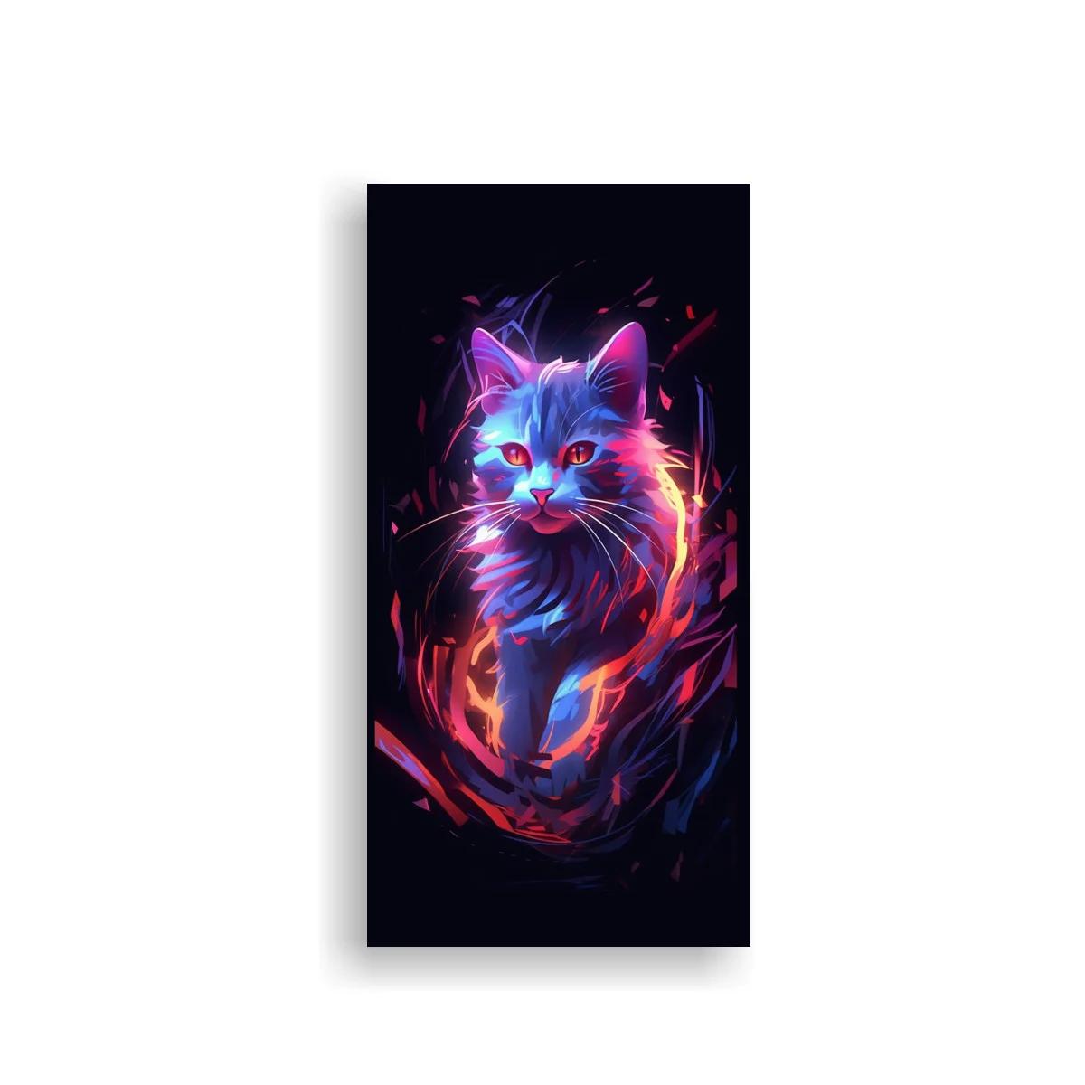 Cuadro gato de pelo largo con anillo de luz