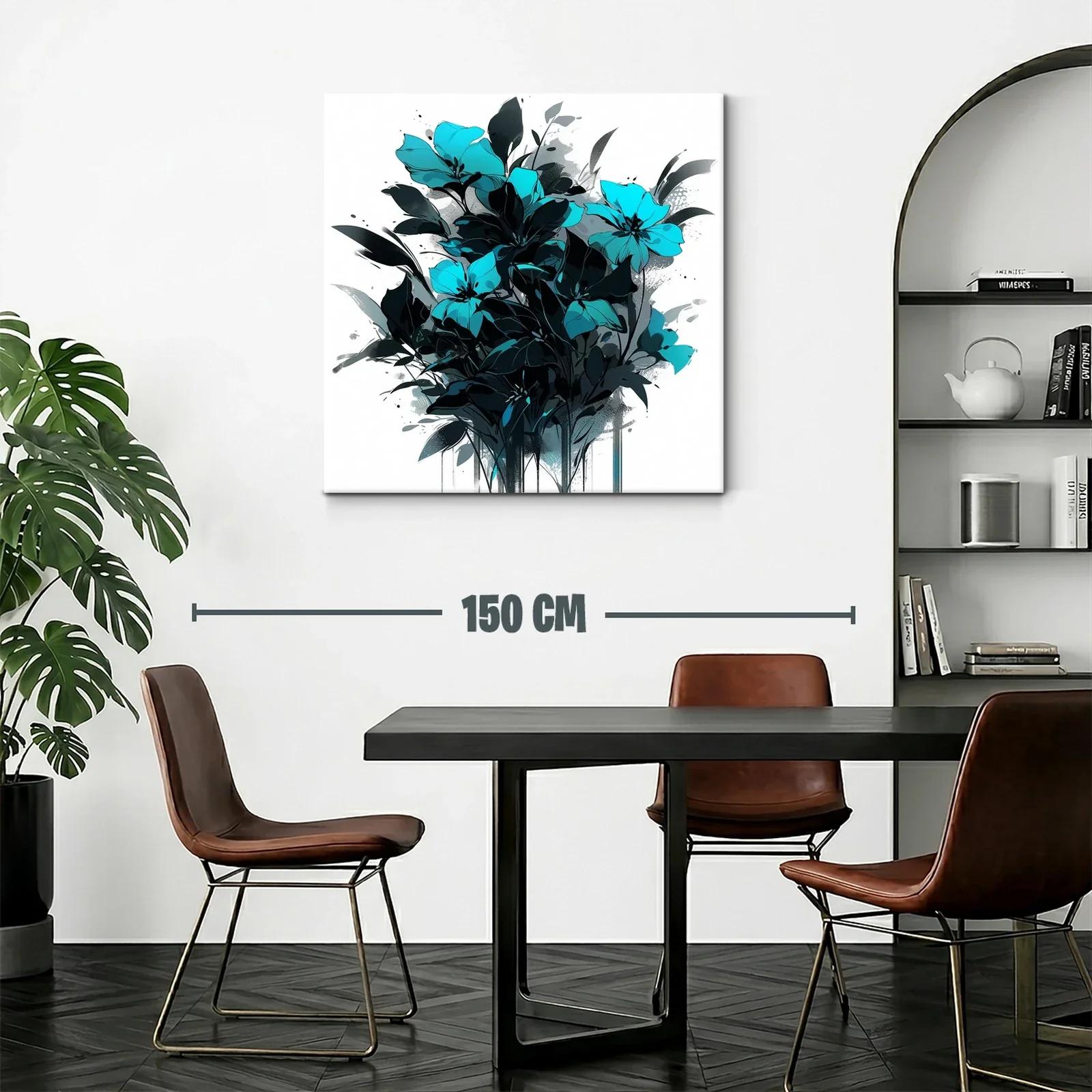 Cuadro con ramo de flores en tonos azul y negro — miniatura 2