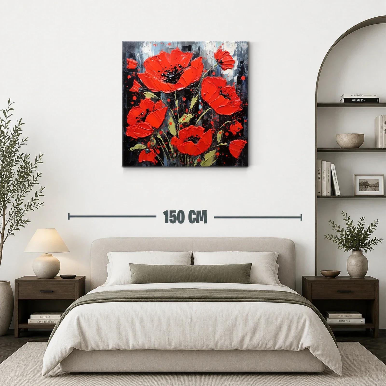 Flores rojas vibrantes sobre fondo oscuro y contrastante — miniatura 3