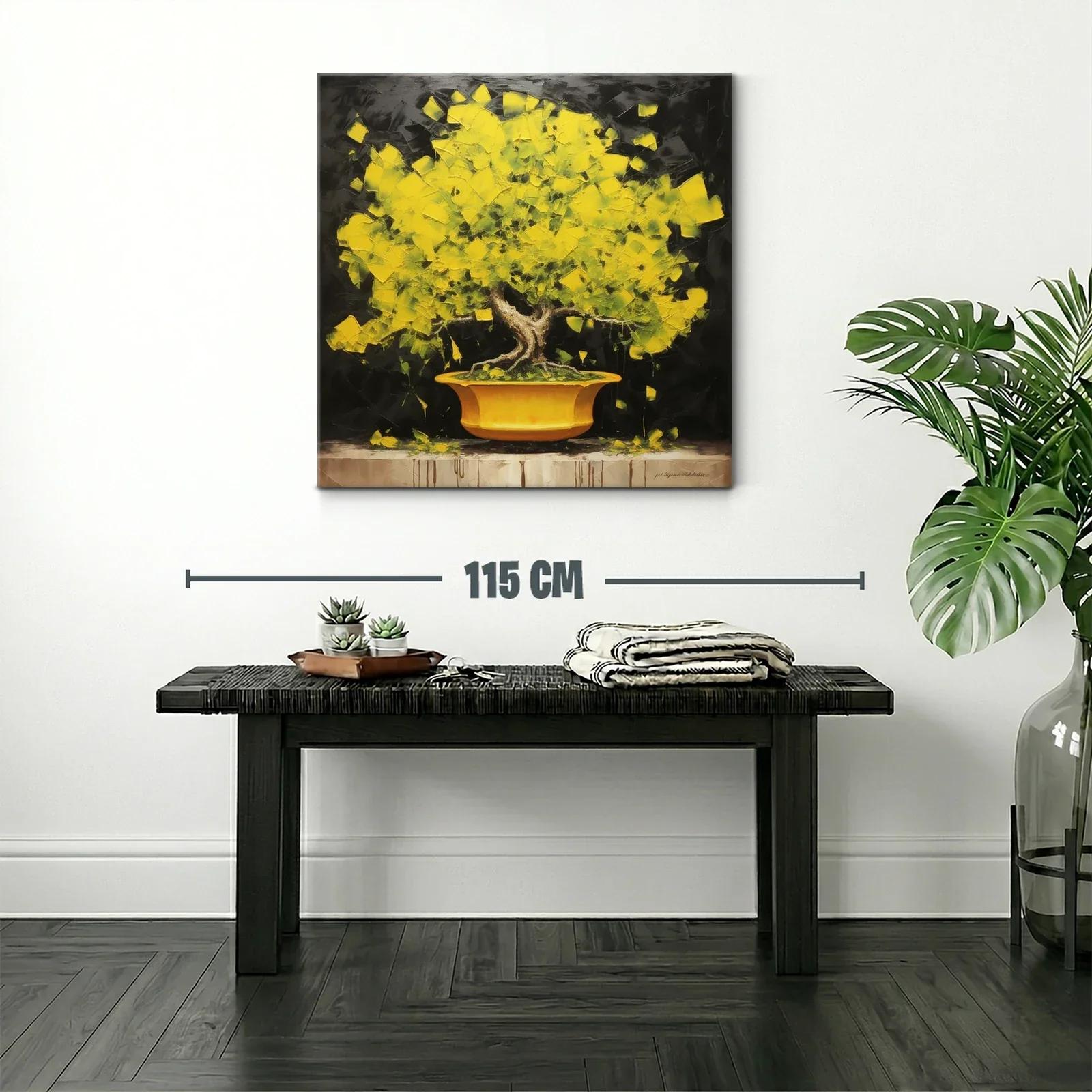 Árbol amarillo vibrante sobre fondo oscuro — miniatura 2