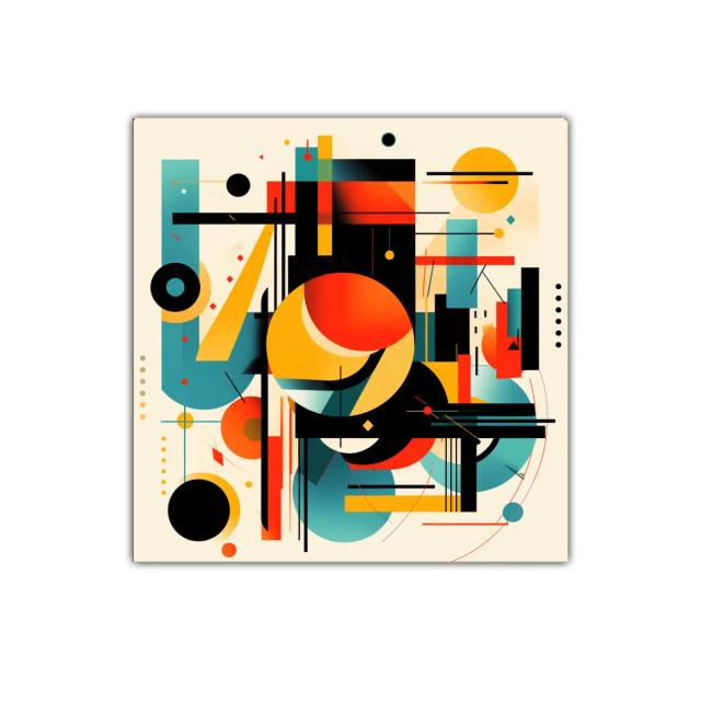 Cuadro decorativo con formas geométricas y vibrantes colores