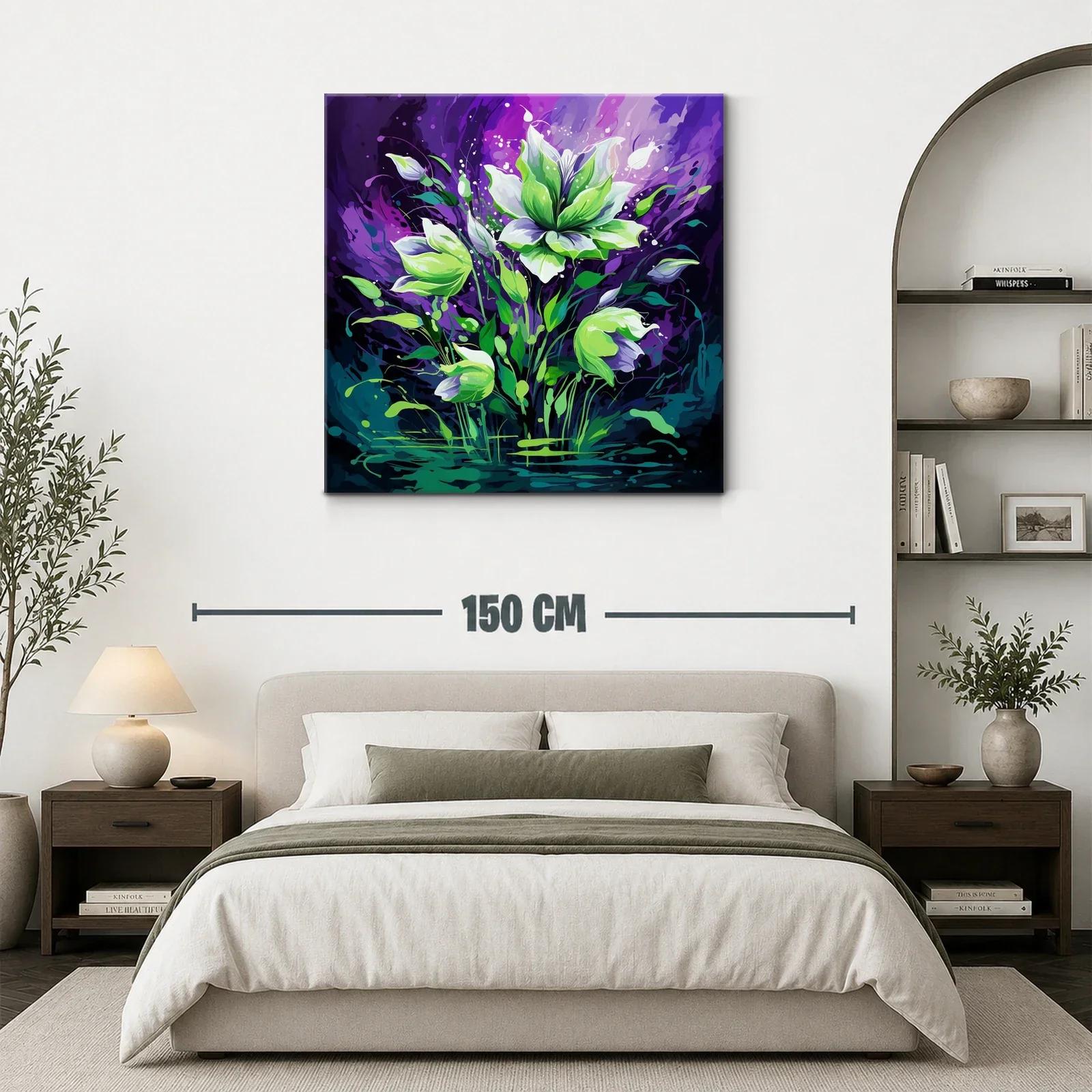 Flores vibrantes en tonos verdes y púrpuras — miniatura 3