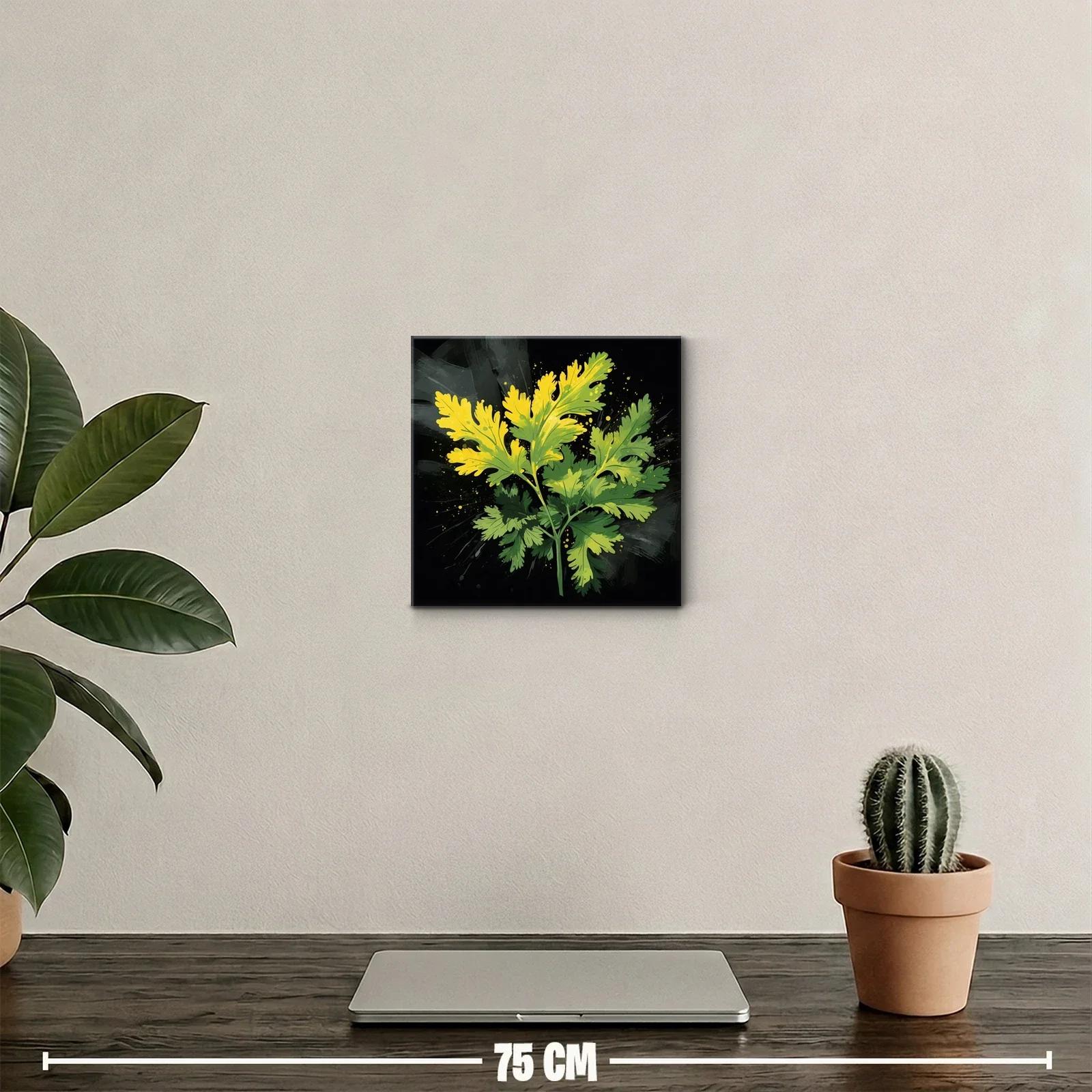 Cuadro decorativo hojas verdes y amarillas vibrantes — miniatura 2