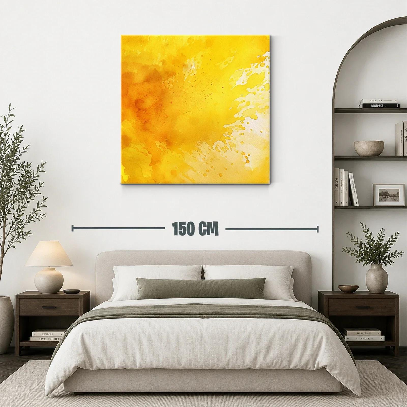 Cuadro abstracto en tonos cálidos amarillos y naranjas — miniatura 3