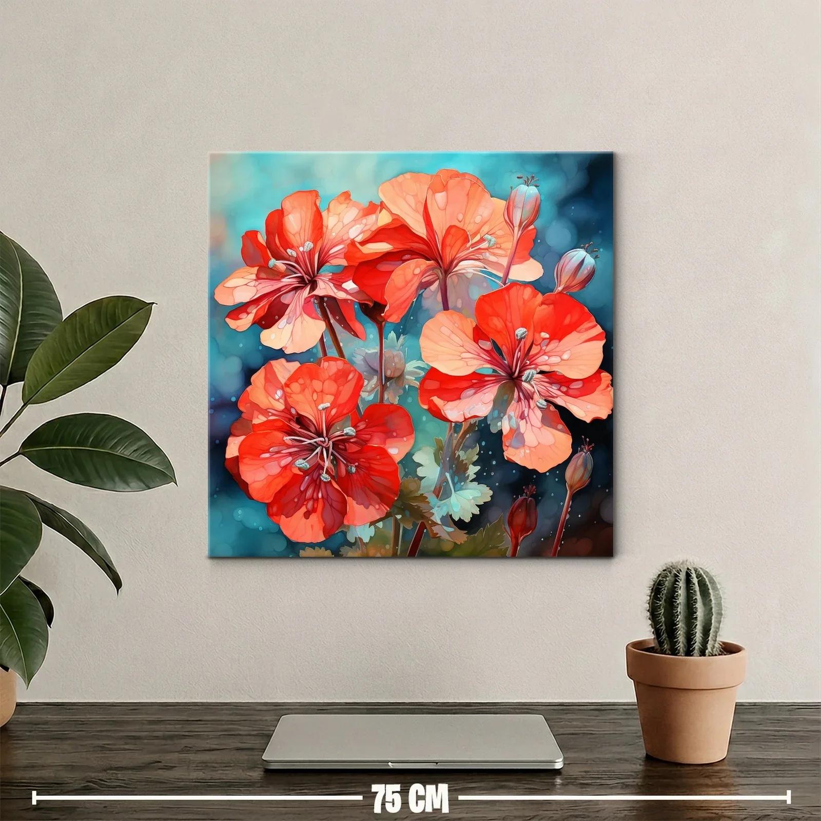 Flores rojas vibrantes sobre fondo azul turquesa — miniatura 2