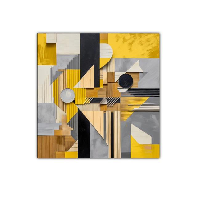 Composición geométrica con tonos amarillos y neutros vibrantes