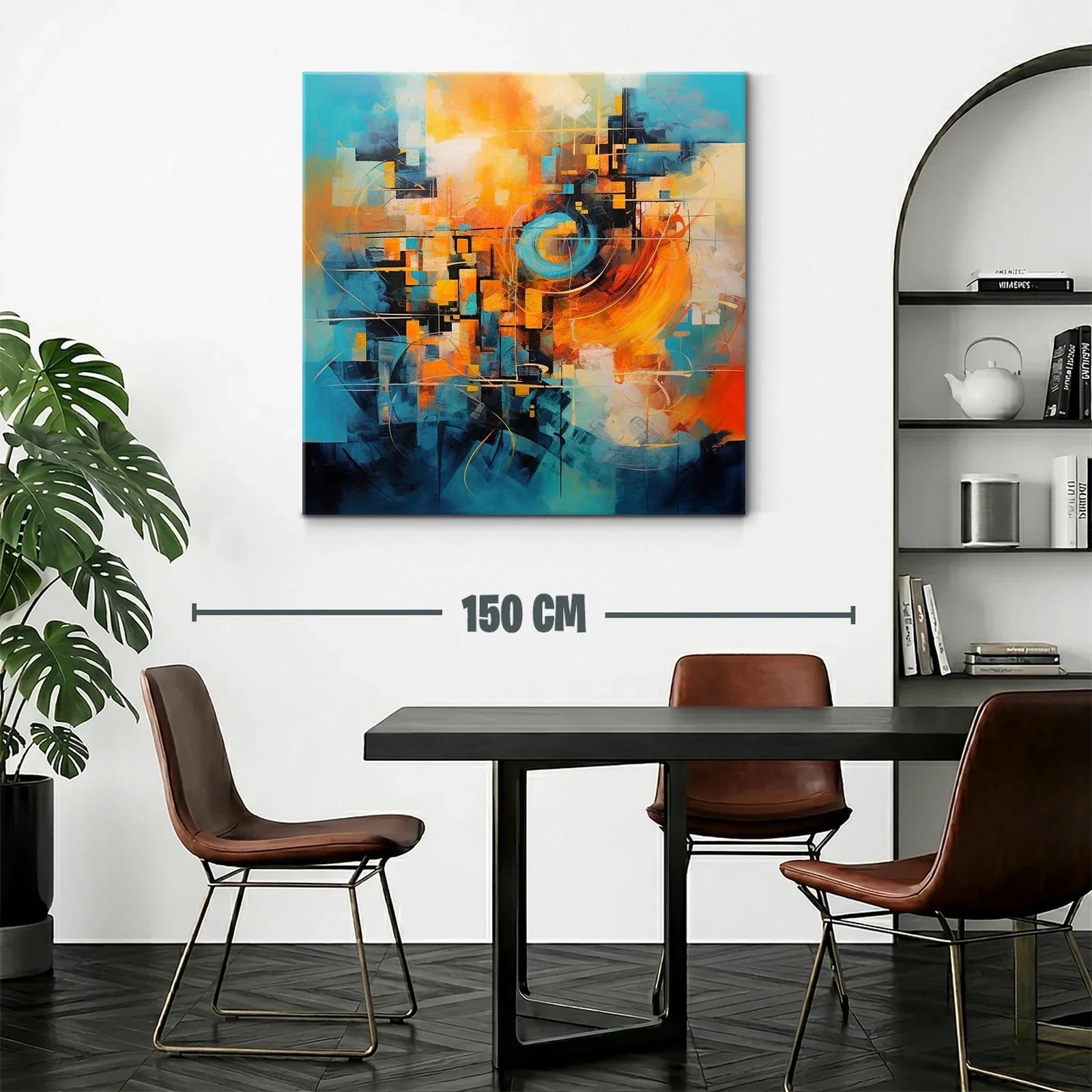 Composición abstracta vibrante en tonos azul y naranja — miniatura 2