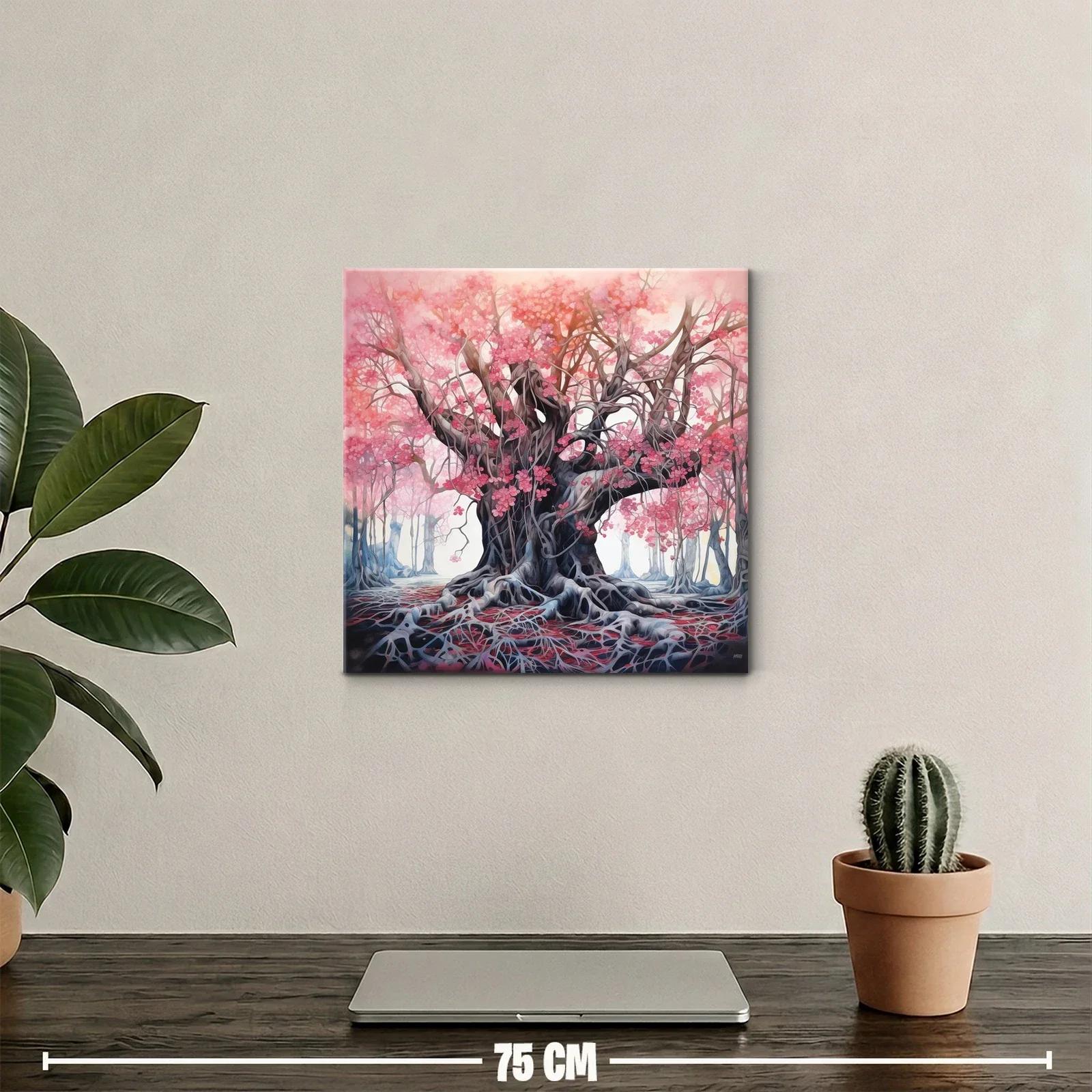 Árbol mágico con flores rosa en bosque encantado — miniatura 2