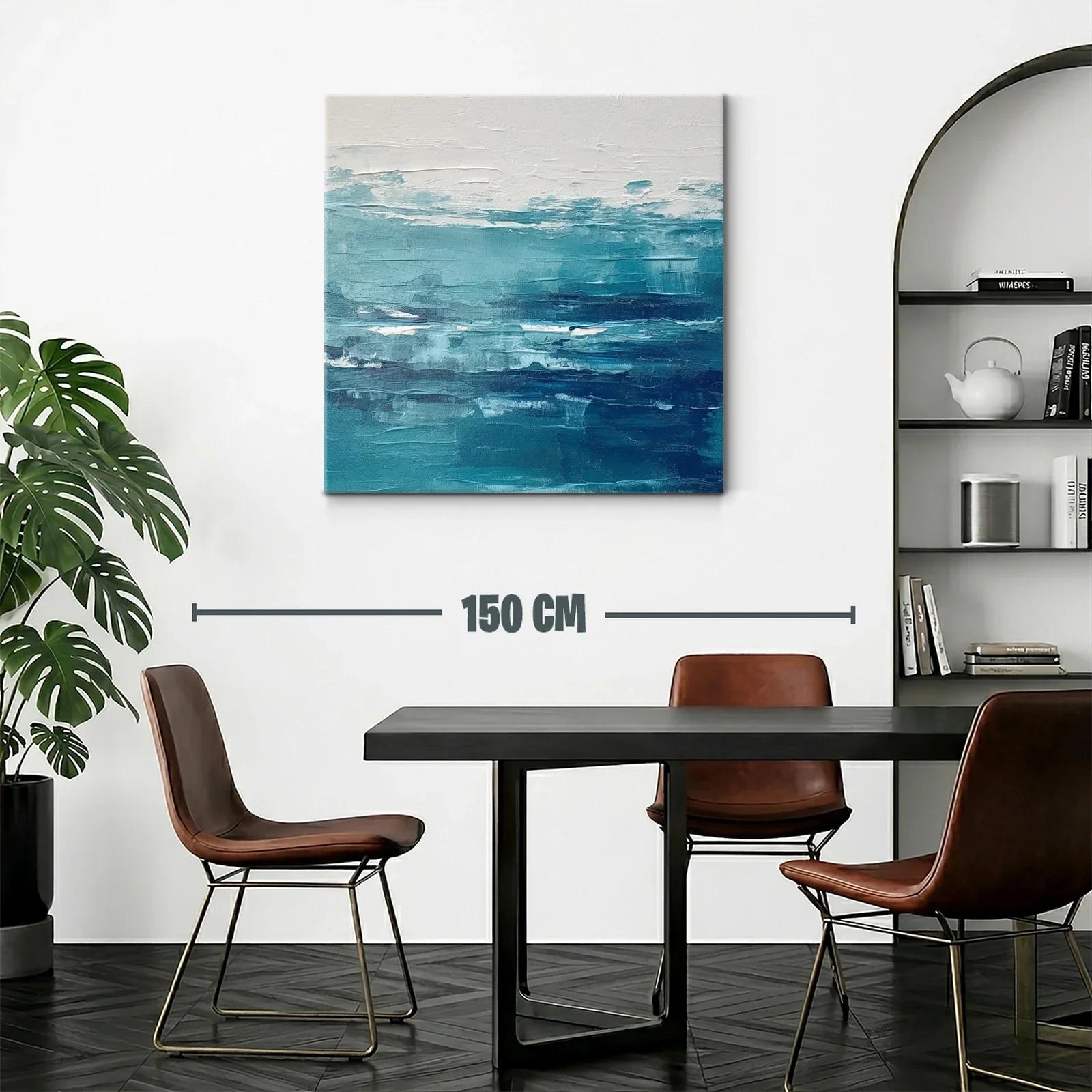 Cuadro abstracto con tonos azules para ambiente sereno — miniatura 2