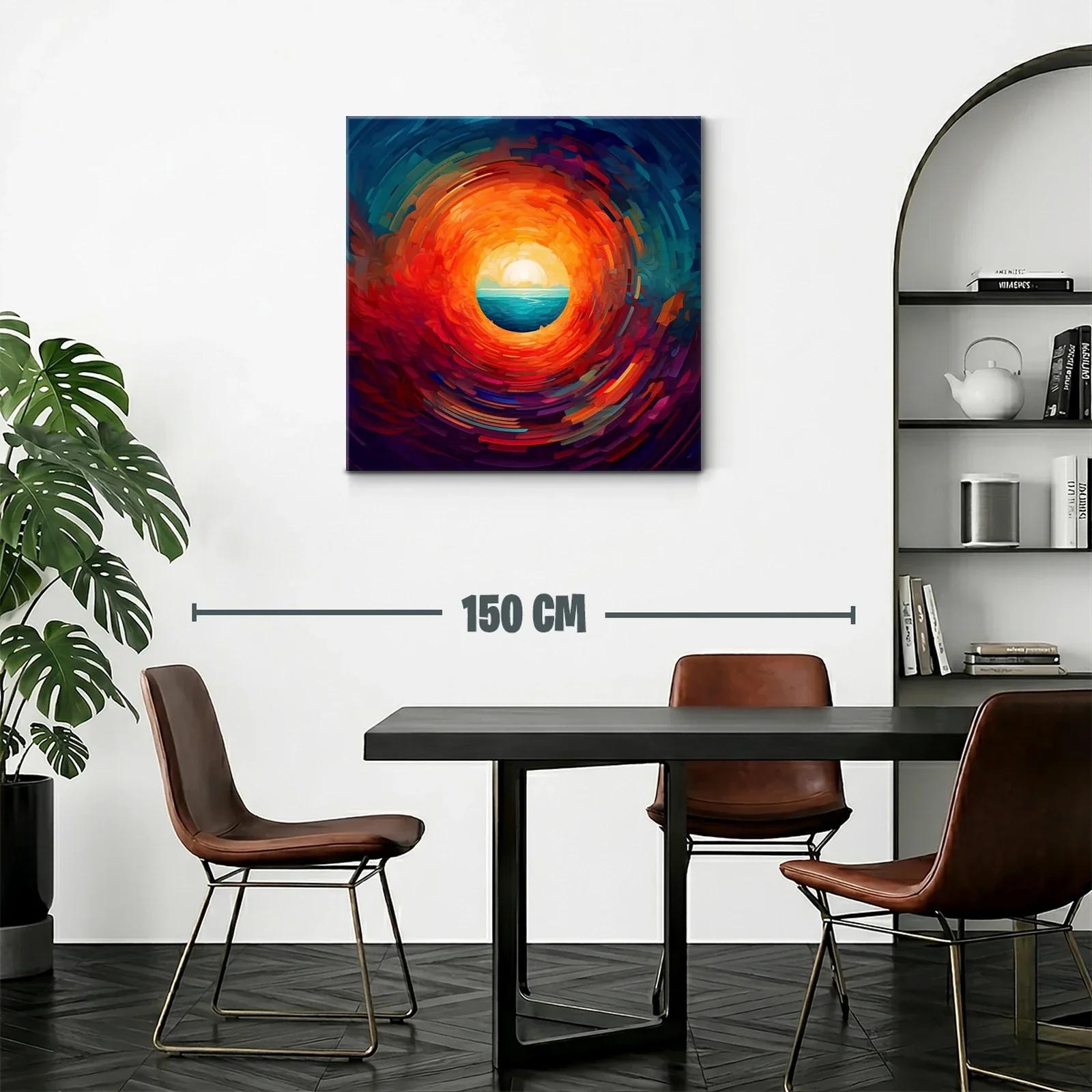 Círculo de fuego con horizonte y mar en tonos vibrantes — miniatura 2
