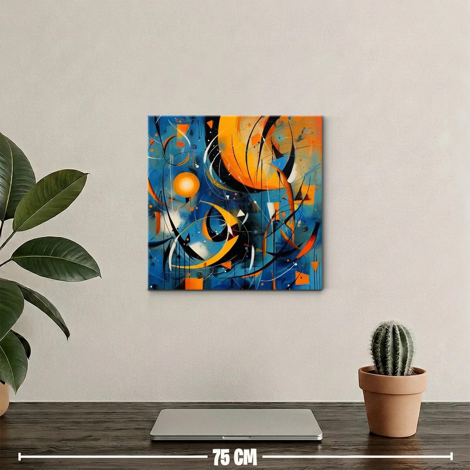 Composición dinámica en tonos azul y naranja vibrante — miniatura 2
