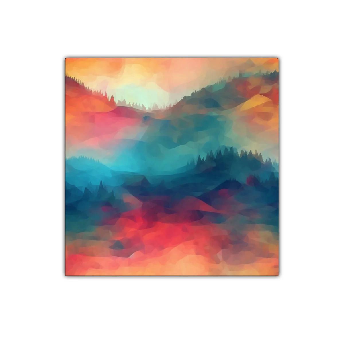 Cuadro abstracto de paisaje con colores vibrantes y difuminados — imagen principal