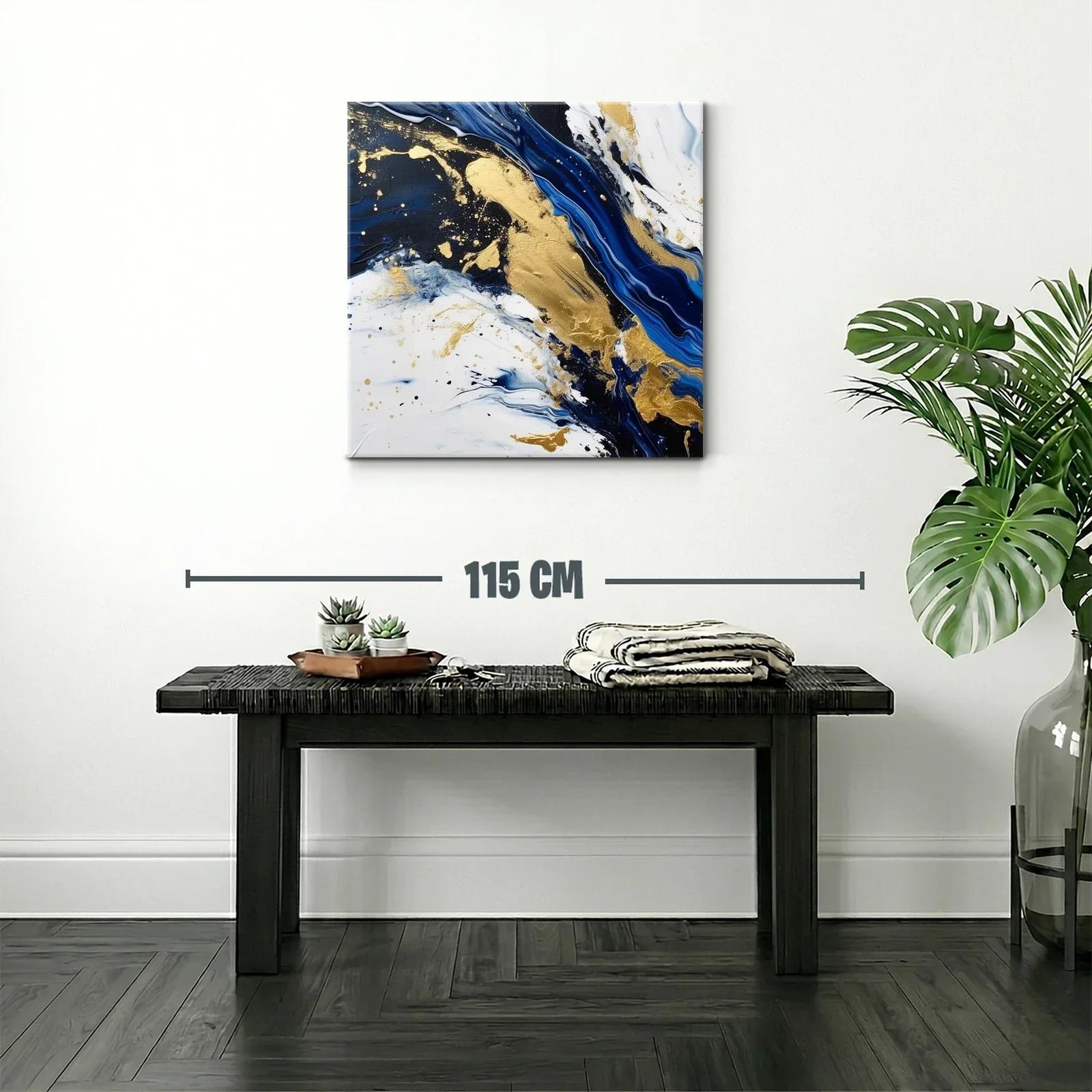 Composición abstracta en azul marino blanco y dorado — miniatura 2