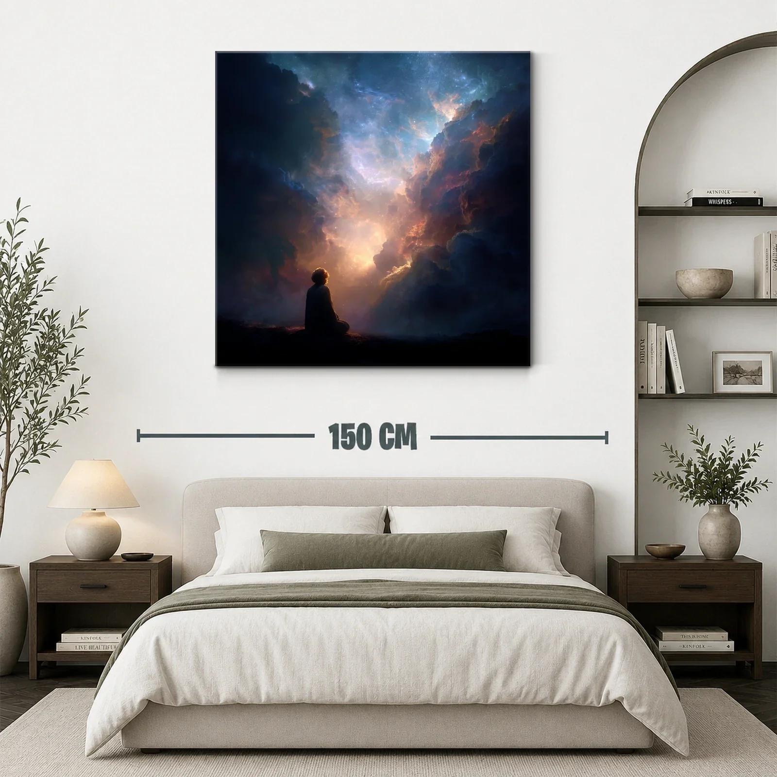 Meditación bajo un cielo estrellado lleno de luz celestial — miniatura 3