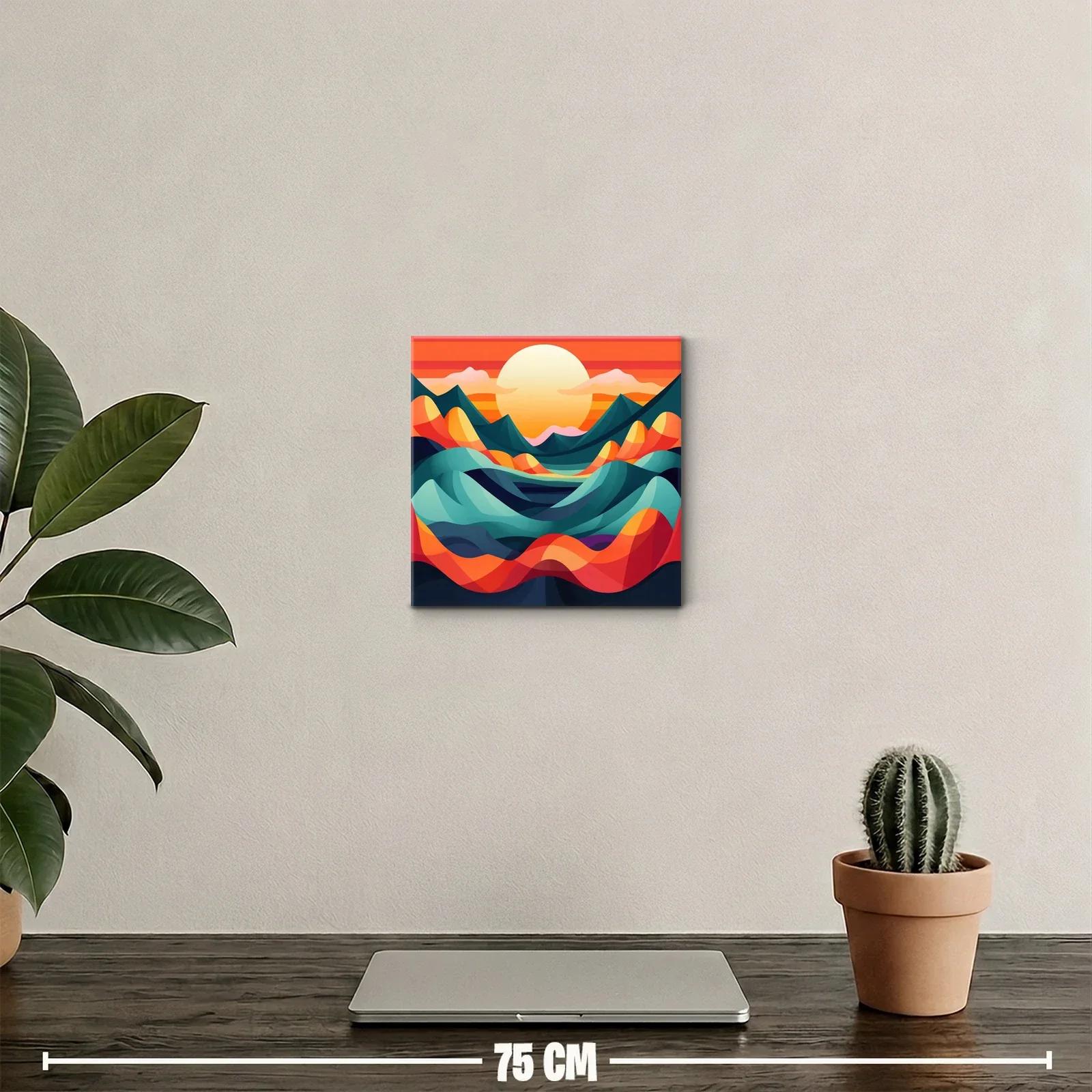 Atardecer vibrante con montañas y valles coloridos — miniatura 2